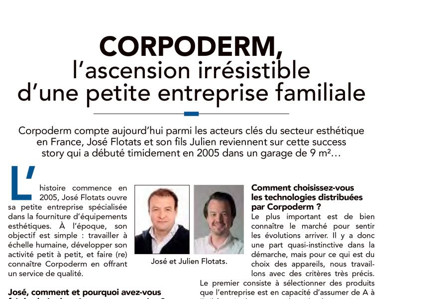 Interview de José Flotats et Julien Flotats, "success story Corpoderm"  Les Nouvelles Esthétiques