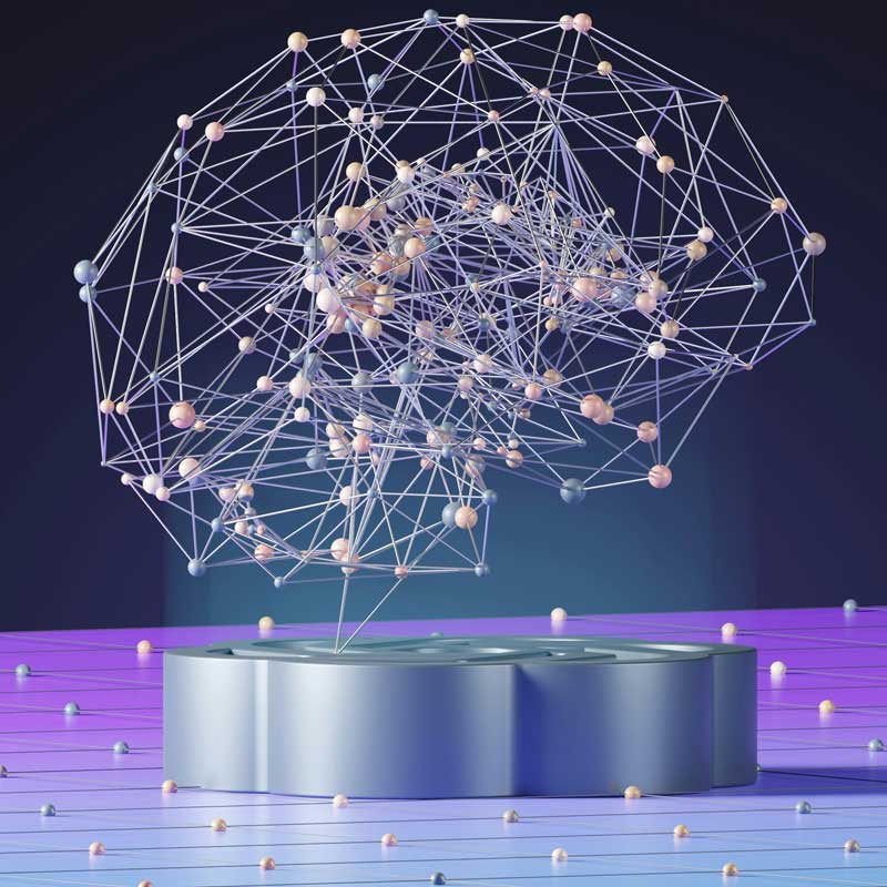 illustration cerveau tissé de fibres intelligence artificielle