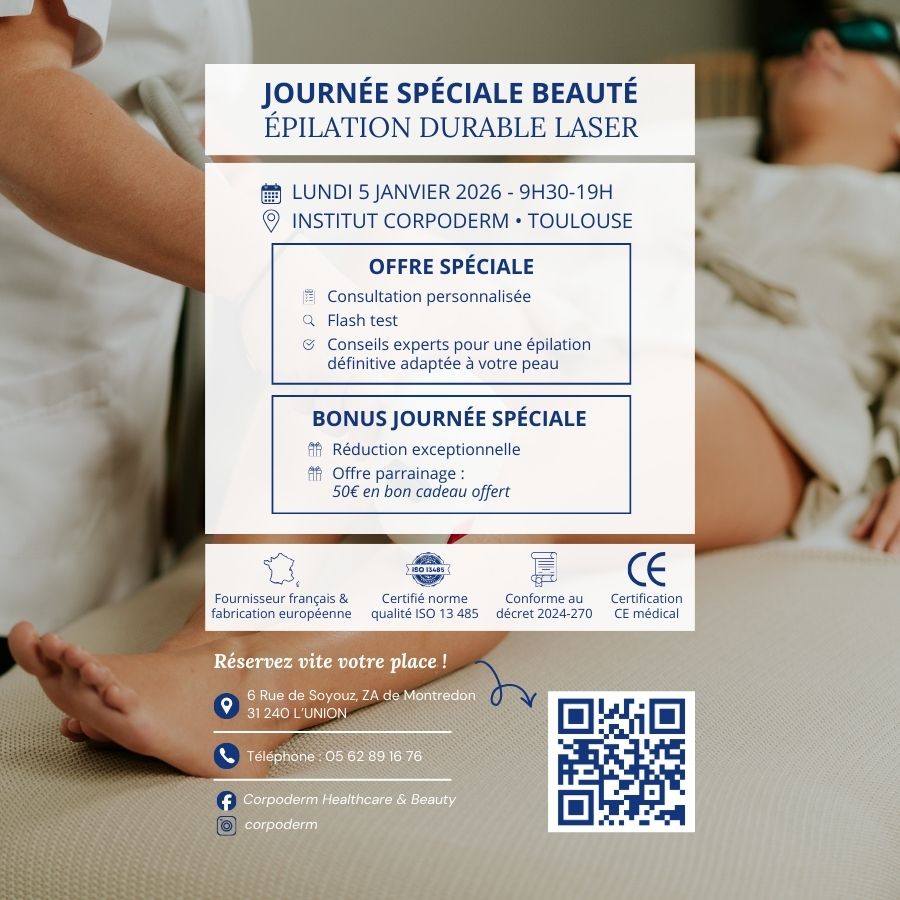 affiche journée portes ouvertes en institut de beauté sur la dépilation au laser