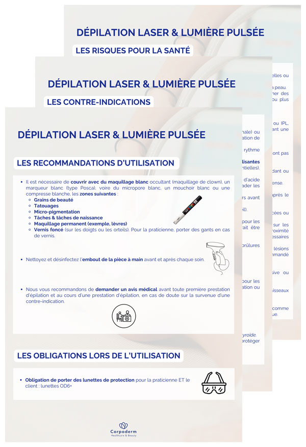 affiche obligatoire épilation laser et IPL fournies par Corpoderm