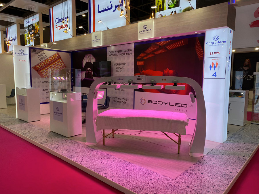 Stand Corpoderm sur la pavillon France du Beauty World Middle East