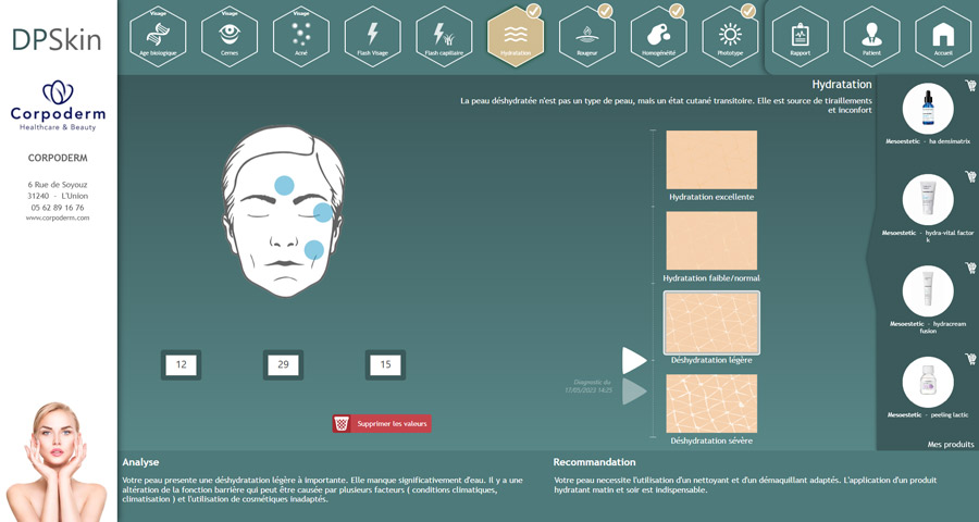 Diagnostic de peau : hydratation