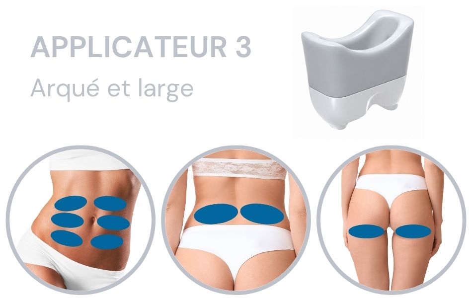 applicateur arqué et large pour la cryolipolyse abdomen et fesse