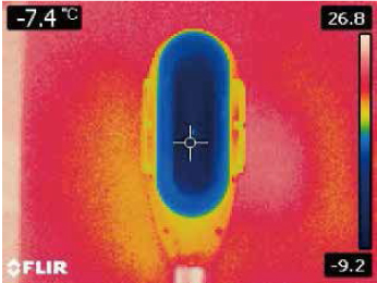 vur thermographique d'une pièce à main de cryolipolyse classique en fonctionnement
