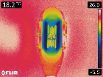 vur thermographique d'une pièce à main de cryolipolyse classique en fonctionnement