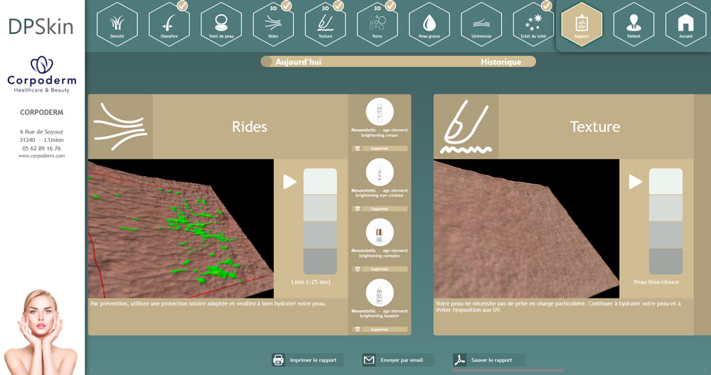 analyse en 3d des rides et de la texture de la peau