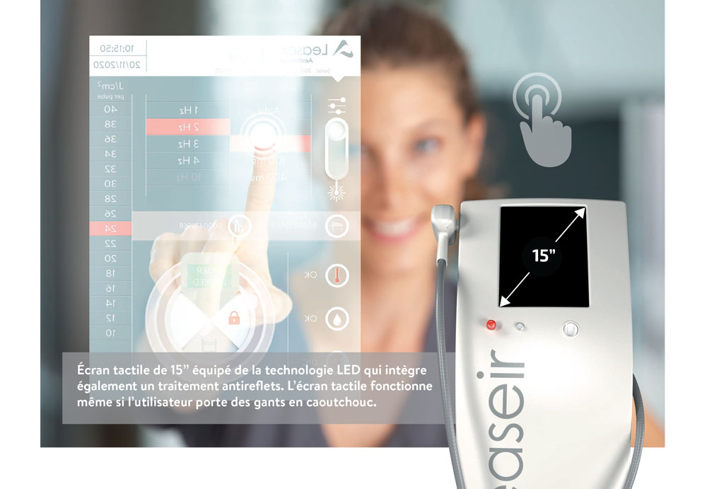 paramétrage de l'épilation laser sur écran tactile