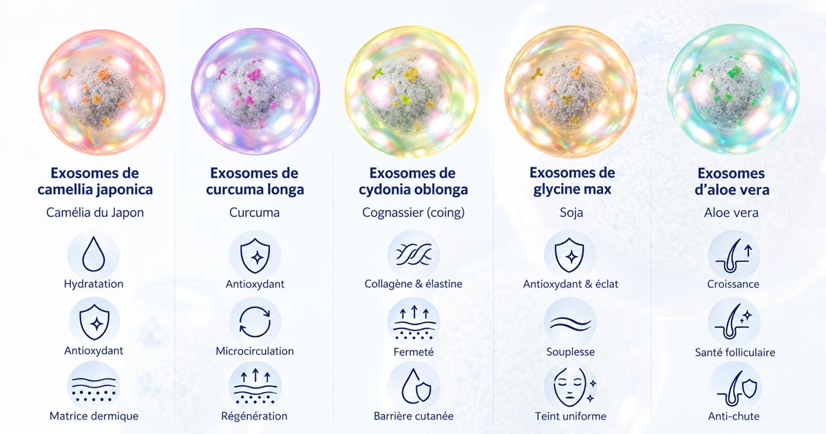 tableau de caractérisation des exosomes selon espèces végétales d'extraction