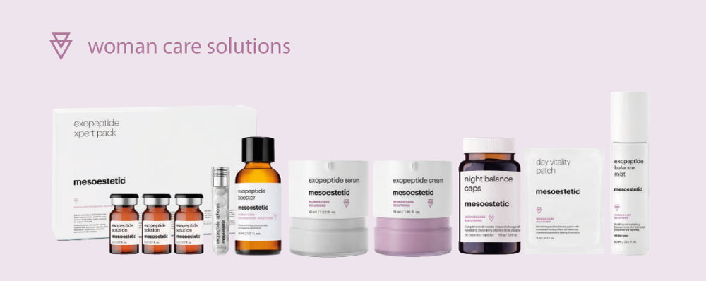 Produits de la gamme woman care de mesoestetic
