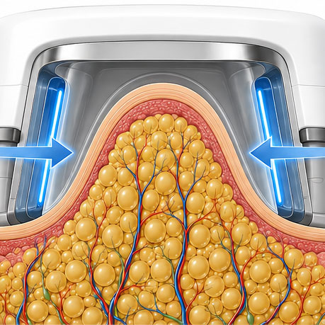 illustration du procédé de refroidissement de la cryolipolyse à plaque