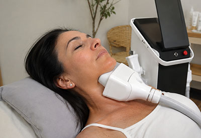 cryolipolyse du double menton avec un applicateur spécial