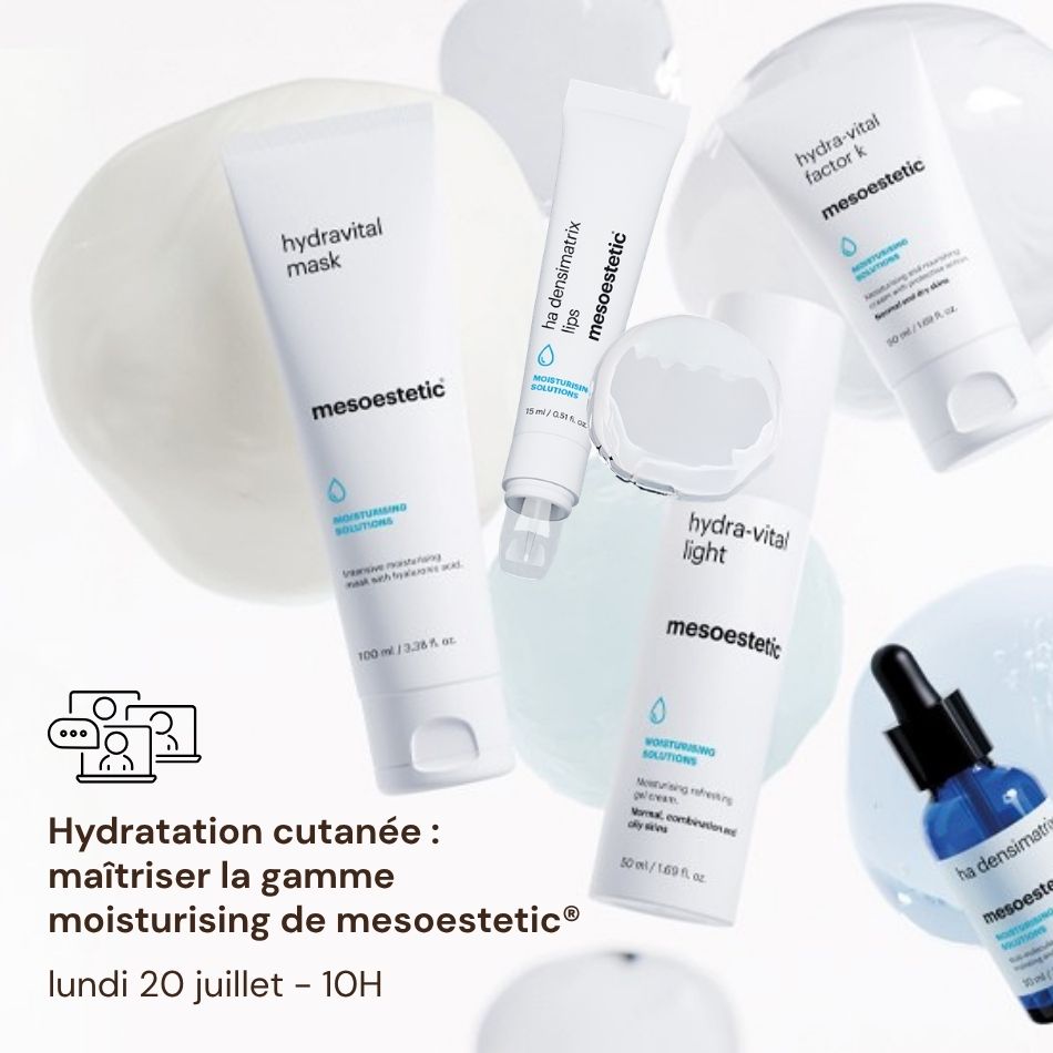 vignette webinaire hydratation cutanée : la gamme moisturising de mesoestetic