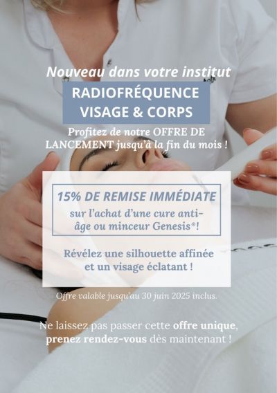 affiche offre de lancement soins radiofréquence minceur et anti-âge avec Genesis